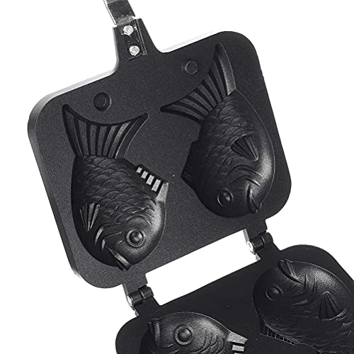Chiyyak Fisch geformt Waffelpfanne, Antihaft Beschichtung Waffel Kuchenform Mini Waffeleisen für Gasgrill 7 x 14,3 Zoll – Bild 9