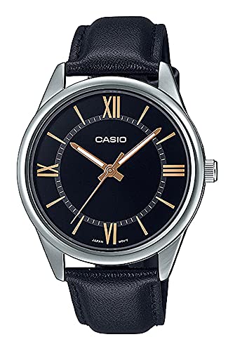 Montre analogique Casio MTP-V005L-1B5 homme bracelet cuir noir cadran romain
