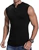 KUYIGO Men's Fashion Slim Sleeveless Henley Shirt Muscle Tank Top XL Black #1