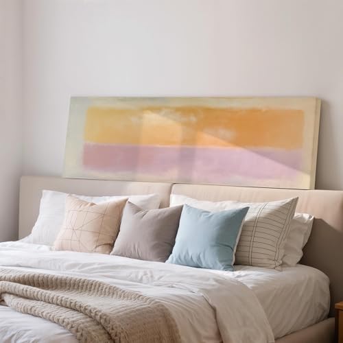 Impression sur toile abstraite orange lavande 65x195cm grand format