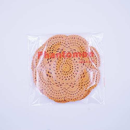 Phantomon Deckchen, 20,3 cm, rund, Spitze, handgefertigt, 100% Baumwolle, gehäkelte Untersetzer, 4 Stück, gelb – Ansicht 5