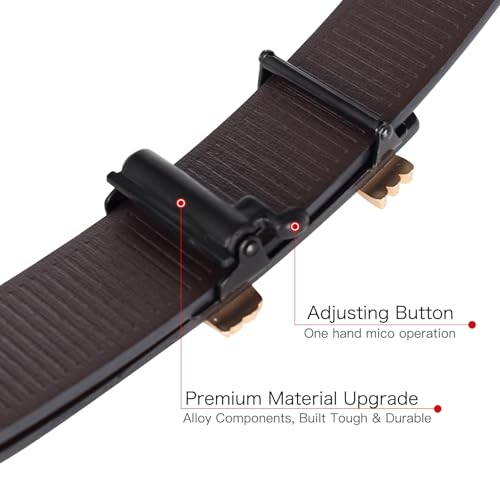Image of Aurolran Men&Womens Leather Dress Belt Business Automatic Buckle Belt Color-Black Silver Gold