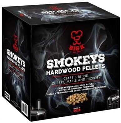 Socal Big K 9kg Smokey's BBQ Wood Pellets (Blend of Hickory, Cherry & Maple) - Ideal for Wood Pellet Grills
