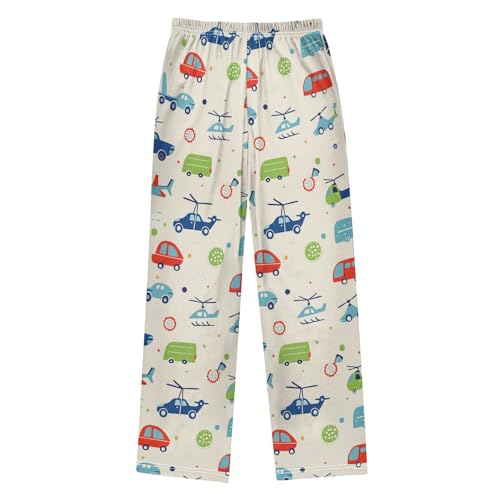 Pajama Pants Sleep Pants Soft Elastic Waist Pajama Lounge Pants Blue Air Plant Red Car for 6-14 Years Old2