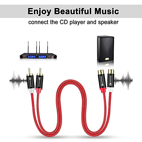 Annnwzzd 2 Rca Extension Cable, 2 Rca Male To 2 Rca Female Copper Shell Gold-Plated 2Rca Male To 2Rca Female Cable Stereo Audio Extender Cord Adapter 6Ft #TOP6