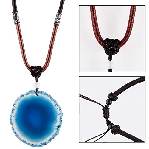 SUNYIK Natural Agate Slice Stone Pendant with Chain for Women, Healing Crystal Necklace for Men, Adjustable 17"-29" Strand2