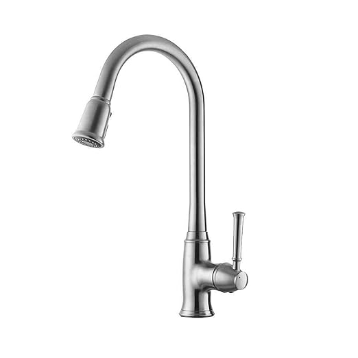 Single-Handle tap Pull-Down Sprayer Kitchen Faucet in Satin Nickel