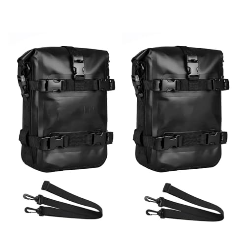 Sacoche arriere de moto impermeable et sac de barre de crash pour selle (Lot de 2)