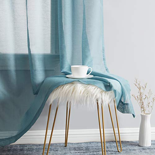 Hlc.me Lauren Semi Sheer Light Filtering Transparent Pocket Top & Back Tab Lightweight Floor Length Window Curtains Drapery Panels Bedroom & Living Room, 2 Panels (54 X 84 Inch, Dusty Blue) #TOP5