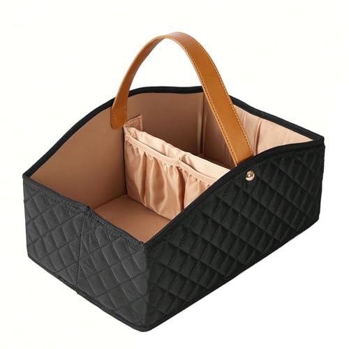 Image of I IHAYNER Baby Diaper Caddy Organizer Baby Room Storage Basket and Changing Box Stylish Nursery Storage Basket Newborn Essentials Suitable for Outdoor Use Black