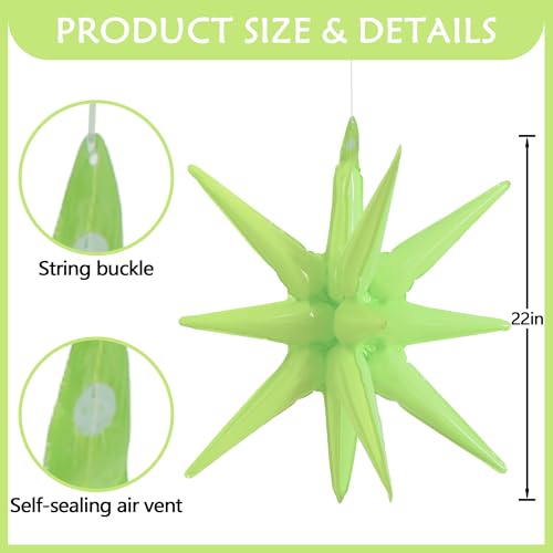 Image of TONIFUL 4 Pcs Star Balloons Light Green Foil Explosion Party Decoration | 22 Inch Large Mylar Star Balloon for Birthday Wedding Boho Gender Neutral Baby Shower Fresh Spring Garden Picnic Party Decor