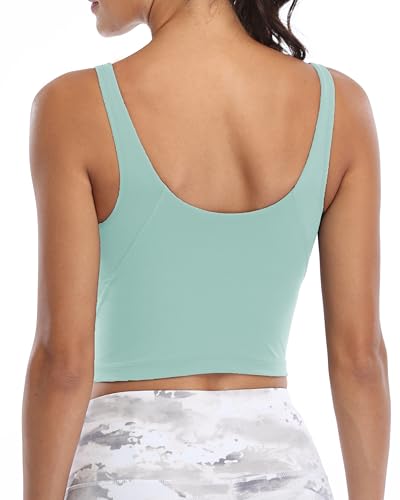 Image of Oalka Sports Bra Womens Longline Padded Crop Yoga Tank Tops