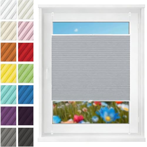 Estores para Ventanas Persiana Enrollbale 80 x 95 cm Fijación sin Taladrar Translúcido Persiana Enrollable Blackout para Puertas y Ventanas para, Gris Claro