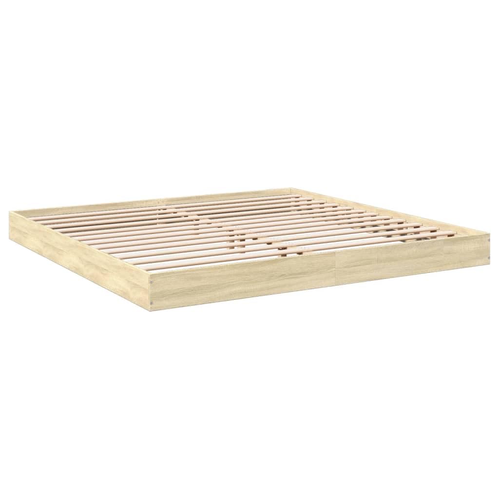 Brokky Cama 180x200 cm Estructura de Cama Madera Somier 180x200 cm con Base de Láminas Cama Doble, Cama Adulta-Roble Sonoma-180 x 200 cm/17 cm