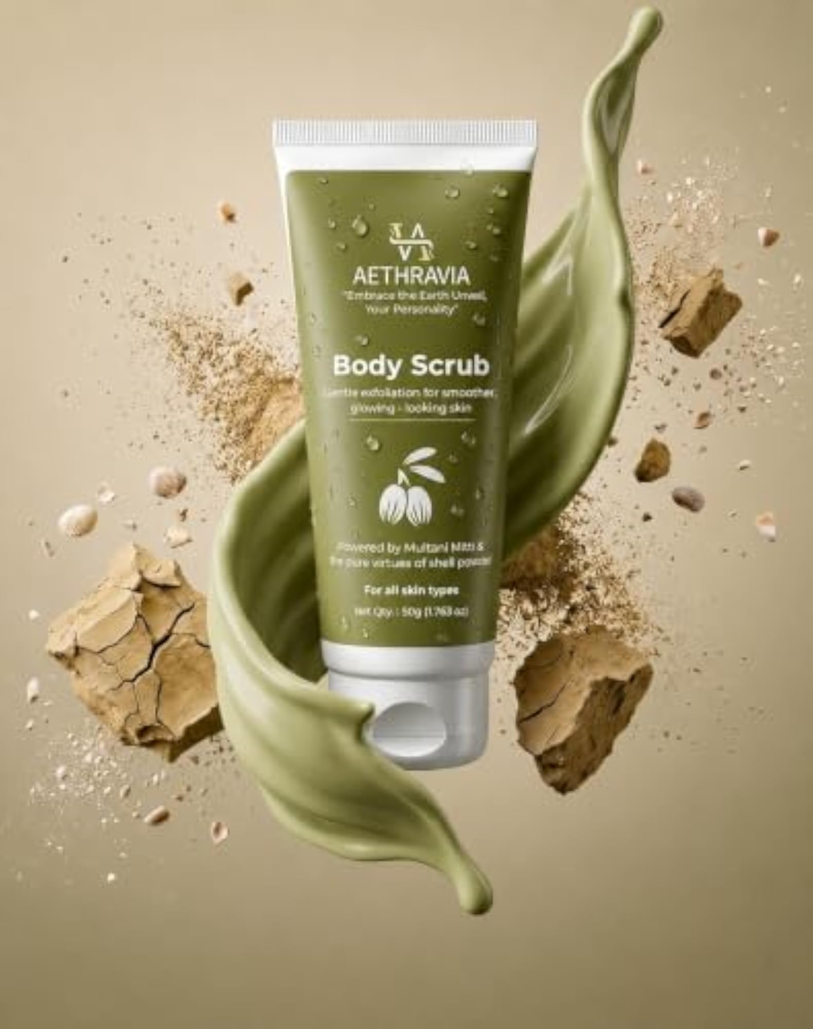 Body Scrub with Multani Mitti, Walnut Shell Powder