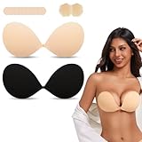 Klebe BH Push up Ohne Träger Unsichtbarer Trägerloser BH Push up Strapless Bra Selbstklebender Klebebh für Rückenfreies Kleid Klebe BHS Große Brust und Sticky Bra für Kleine Brüste