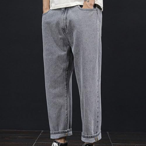 Lu's Chic Men's Regular Fit Jeans Casual Harem Baggy Lightweight Cotton Elastic Waist Ankle Length Tapered Denim Pants3