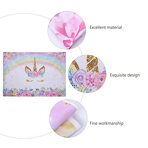 KESYOO 1 PeÃ§a de Pano de Fundo de AniversÃ¡rio de CrianÃ§as de UnicÃ³rnio (210X150cm)