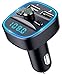Bluetooth FM Transmitter, Vproof in-Car Wireless Radio Transmitter Adapter Music Player Car Kit W Blue Circle Ambient Light, 2 USB Ports, Hands Free Calling, TF Card & USB Flash Drive Support (Black)