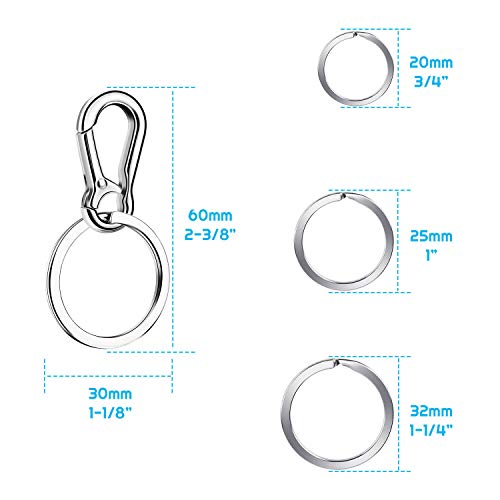 Keychain Clip With Key Ring, Cridoz 4Pcs Key Chain Clip Hook With 16Pcs Key Rings For Car Keys, Dog Tag And Key Chain (Assorted Sizes) #TOP2