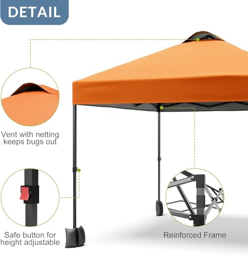 10x10 Pop Up Tent, Pop Up Canopy with Sidewall, UPF 50+, Easy to Set Up Outdoor Canopy, Adjustable Portable Gazebo for Parties, Camping, Gazebo with Wheel Cover Bag, 4 Sand Bags, 4 Ropes and 8 Spikes by StarlightStroll - Image 2