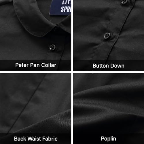 LittleSpring Girls Button Down Peter Pan Collar Poplin Uniform Shirt3