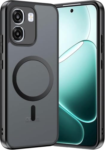Image of Back Cover for Oppo A6X 5G, Smoke Matte PC Back + Soft Side Black TPU Bumper Shockproof Magnetic Support Mobile Case Cover (Oppo A6X 5G)