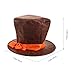 LOGOFUN Victorian Steampunk Top Hat Leather Tall Cap Western Cowboy Costume Accessories for Cosplay Dress Up Party Supplies - Brown