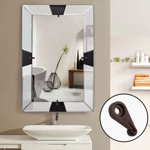 Jiozermi 60 Pcs Glass Window Retainer Clips Kit, Brown Mirror Fixing Clips Glass Door Holder Cabinet Panel Bracket with Screws for Fixing Glass