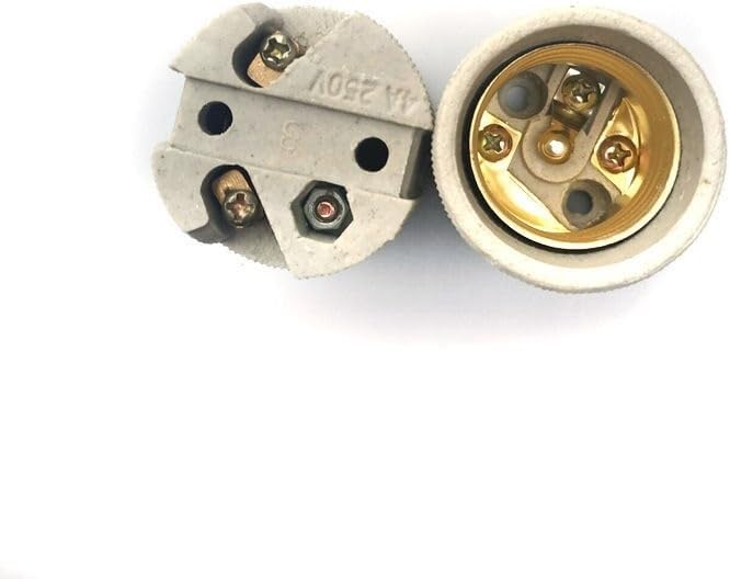 2PCS, 5PCS, Warm Yuba Ceramic E27 Screw Thickened High Temperature Resistant Farm Insulation Ceiling Copper Lamp Holder(No support,5PCS)