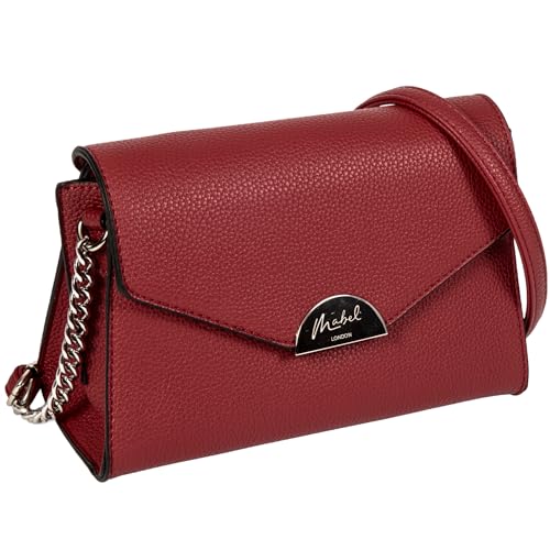 Image of Mabel London Small Multi Pockets Sling Cross-Body Bag - Womens Faux Leather Shoulder Handbag - Cute Stylish & Elegant Design - Jessica (Red)