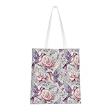 GOAYETN Hummingbird Floral Tote Bag Reusable Shoulder Tote Bag For Women Lady Vacation, Shopping, Work