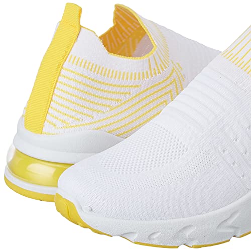 Image of Flavia Women's Running Shoes (White /Yellow 6 UK QD11018)