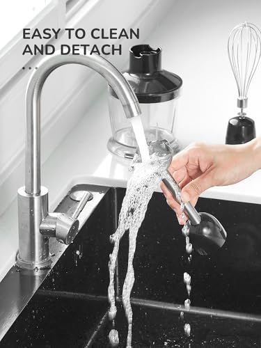Image of 5-in-1 Diver Blender, Reemix 1000 W with 12 Speeds and Turbo Mode, Mixer with Whisk Kitchen Milk Frother 500 ml Chopper 600 ml BPA Free