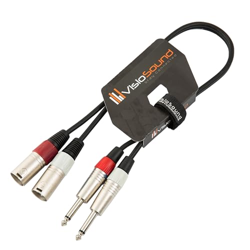 VisioSound 2 x Male XLR to 2 x 6.35mm 1/4 Mono Jack Twin Lead/Audio Signal Patch Cable 0.5m