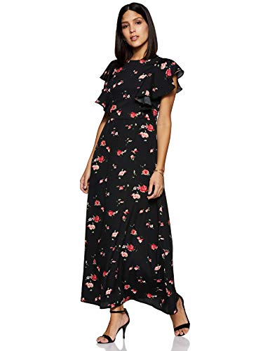 Image of Rare London Women's Polyester A-Line Maxi Casual Dress