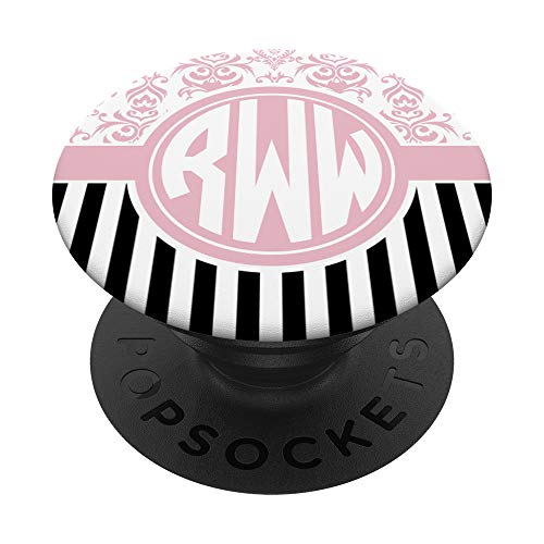 RWW Monogram Gift pink Damask Initials RWW or RWW PopSockets PopGrip: Swappable Grip for Phones & Tablets