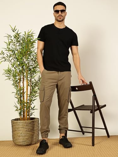Image of Thomas Scott Men's | Solid | Light Weight | Breathable Fabric | Mid Rise | Regular Fit | Cotton Blend | Button Waist | Chino Trouser | Pants