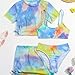 4 Piece Girl's Swimsuits Tie Dye Bikini Set with Cover Up Skirt Kids Bathing Suits Beach Swimwear (Blue, 6-7 Years)