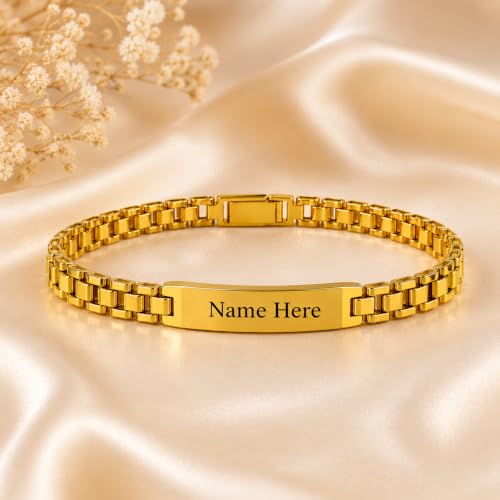 Image of Personalized Bracelet For Men - Adjustable Name Engraved Stainless Steel Bracelet Custom Gift for Him