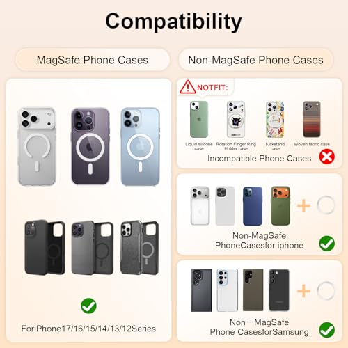 Image of Magnetic iPhone 17 Ring Holder for MagSafe Phone Grip Double Sided Magnet