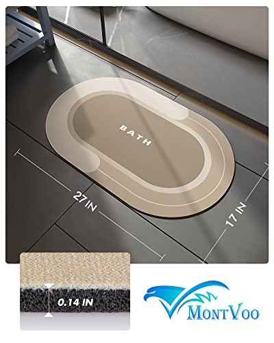 Image of MontVoo-Bath Mat Rug-17 inchx27 inch Innovative Bathroom Rug Mat Super Absorbent Quick Dry Rubber Backed Dirt Resistant Bath Rugs Mats for Bathroom Non Slip Beige Bathroom Rug for Shower Sink Bathtub