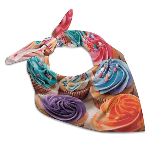 Birthday Cupcakes Head Scarf Like Silk Scarf Lightweight Fashion Satin Hair Bandanas for Women Boho Headscarf Hair Wrap Bandana Headband Handkerchief Silk Scarves for Bag Purse Neck 25 Inch