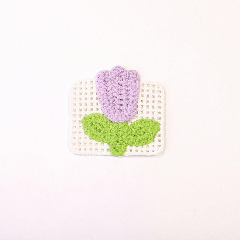 Naszywka haftowana 6 * 6CM 10PCS Kwiaty tulipanów Ręcznie robione szydełkowe aplikacje Szydełkowe naszywki kwiatowe Małe haftowane Aplikacje żelazne na odzież(Coffee)