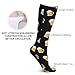 HEBVASS Women's Fashion Lightweight Socks Beer Cartoon Pattern Yellow Black, Cute Compression Knee High for Daily Wear Running Hiking Travel Casual Comfort