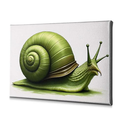 Toile escargot vert tableau déco nature pour une salle de bain zen