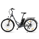 Touroll B1 Bicicletta Elettrica, 26" Bici Elettrica Adulto con 36V 15.6Ah Batteria al Litio Rimovibile, Autonomia di 90 KM, 7 Velocità, Velocità Max 25km/h