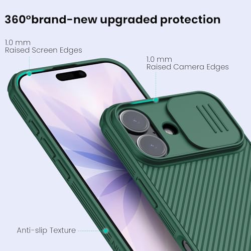 Image of Nillkin for iPhone 17 Case with Slide Camera Cover, Thin Slim Fit, Shockproof Protective, Protector Privacy, Phone Case iPhone 17 Camera Lens Protector 6.3 inch, Green