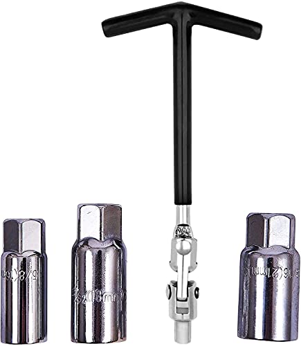 Mr.Gadget's Solutions 4-Piece Spark Plug Wrench Set – T-Handle Socket Tools with 16mm, 18mm & 21mm Sockets for Car, Motorcycle & Small Engine Maintenance