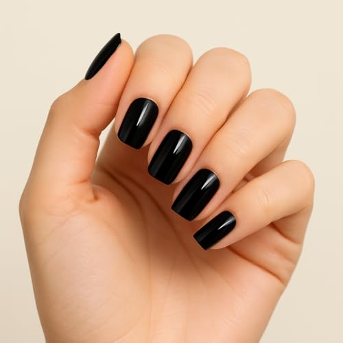 Image of 24 Pcs Reusable Artificial Nails Fake Nails with Glue and Kit|Black Velvet Square Ultra Gloss Press On Nails | ABS Material UV Protected Long Lasting Finish | Reusable Customizable Nail Kit |Long Coffin Nails